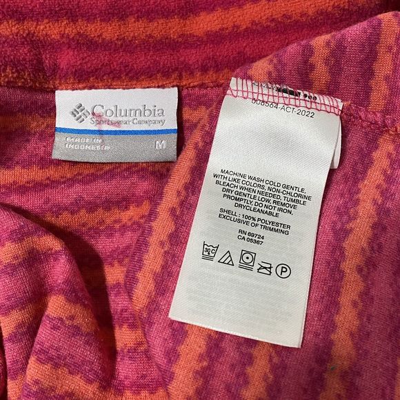 Columbia Fleece Pullover Women's M Pink Orange Lightweight Jacket - Picture 7 of 7
